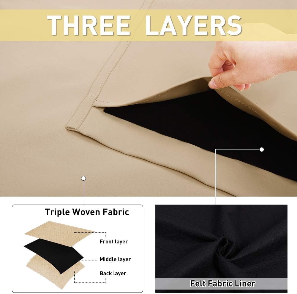 image:imageNICETOWN Sound Barrier 100 Blackout Divider Curtains 84 Noise Heat and Cold Blocking Drapes with Felt Fabric Lining for Noise ReducingNurseryDaytime SleepBedroom White 2 PCs 52 WideBiscotti Beige