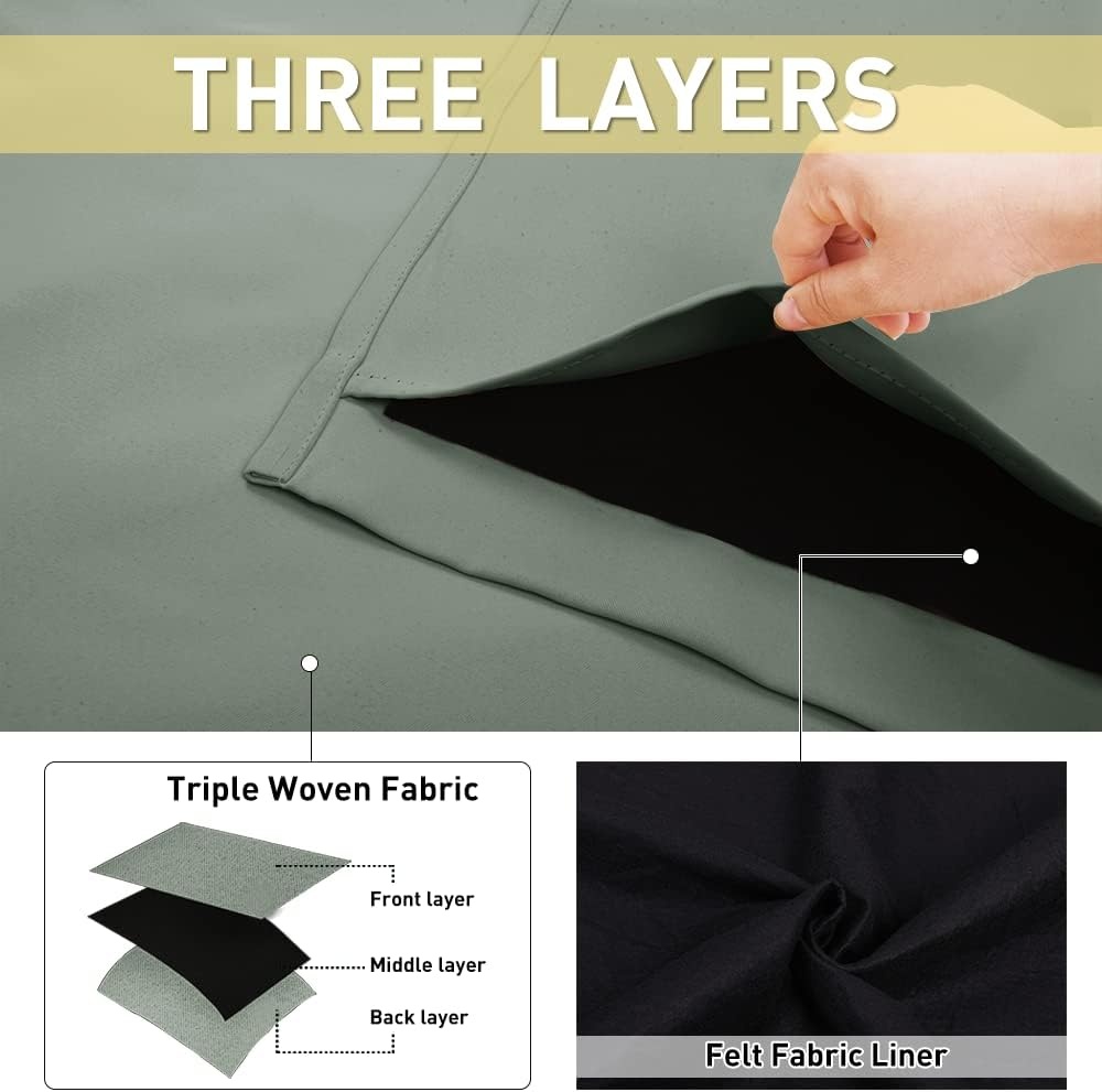 image:imageNICETOWN Sound Barrier 100 Blackout Divider Curtains 84 Noise Heat and Cold Blocking Drapes with Felt Fabric Lining for Noise ReducingNurseryDaytime SleepBedroom White 2 PCs 52 WideGreyish Green