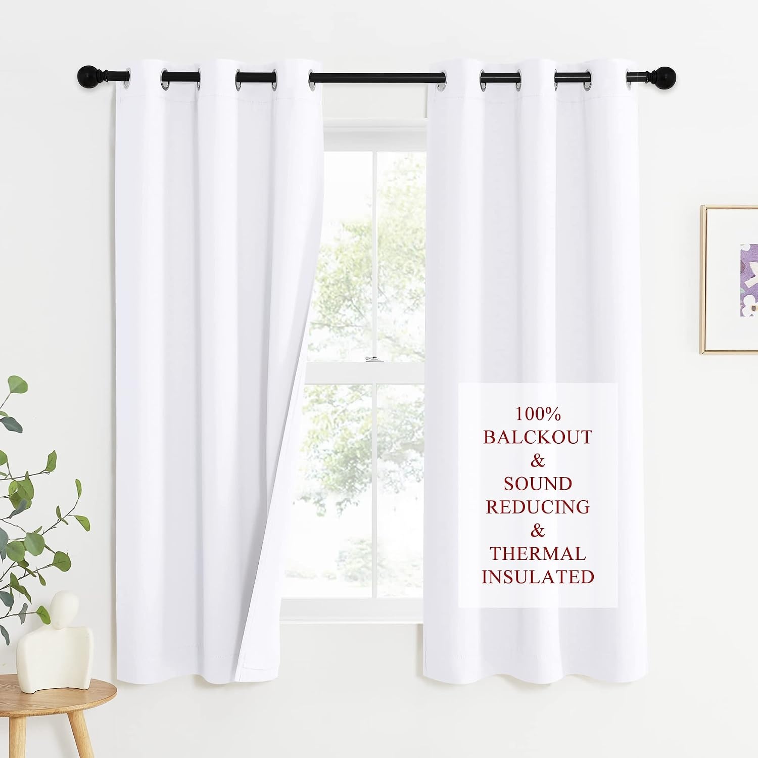 image:imageNICETOWN Sound Barrier 100 Blackout Divider Curtains 84 Noise Heat and Cold Blocking Drapes with Felt Fabric Lining for Noise ReducingNurseryDaytime SleepBedroom White 2 PCs 52 WidePure White