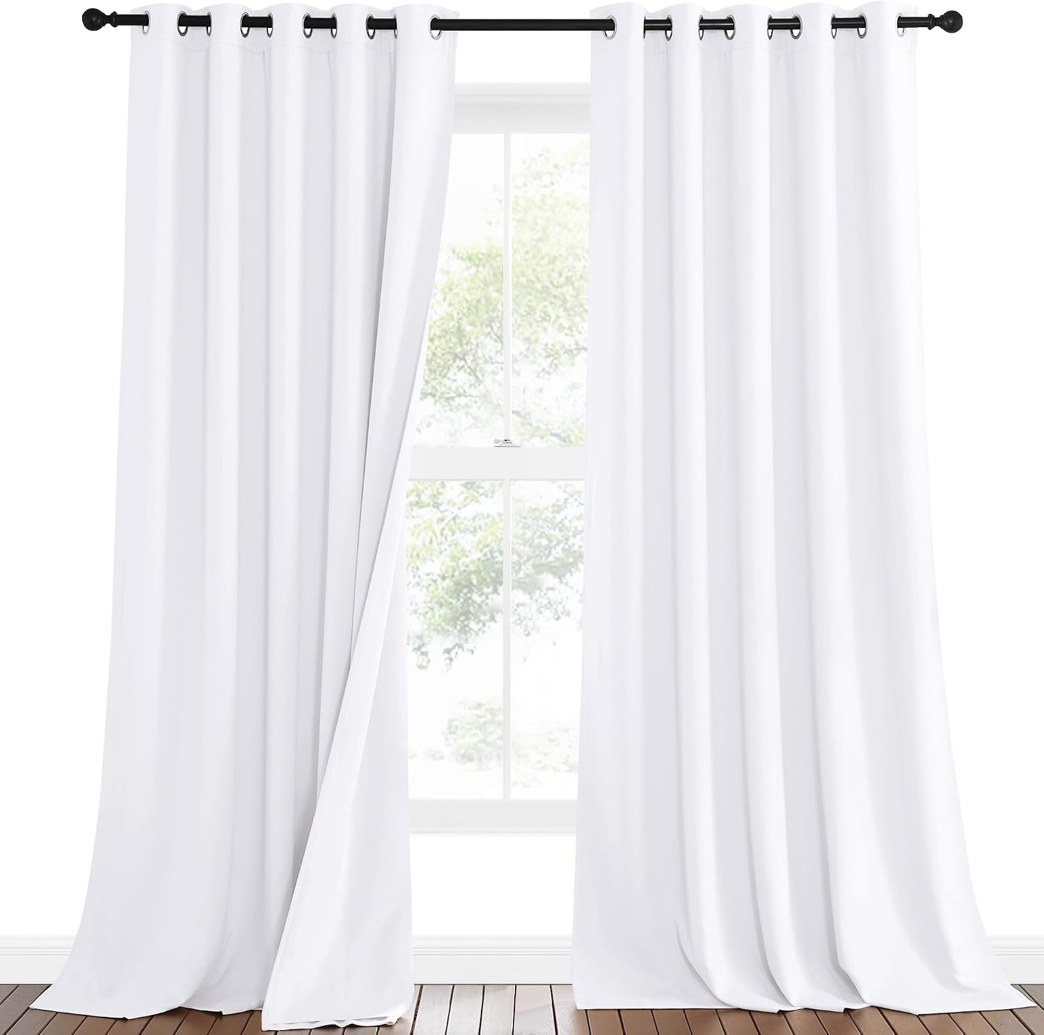 image:imageNICETOWN Sound Barrier 100 Blackout Divider Curtains 84 Noise Heat and Cold Blocking Drapes with Felt Fabric Lining for Noise ReducingNurseryDaytime SleepBedroom White 2 PCs 52 WidePure White