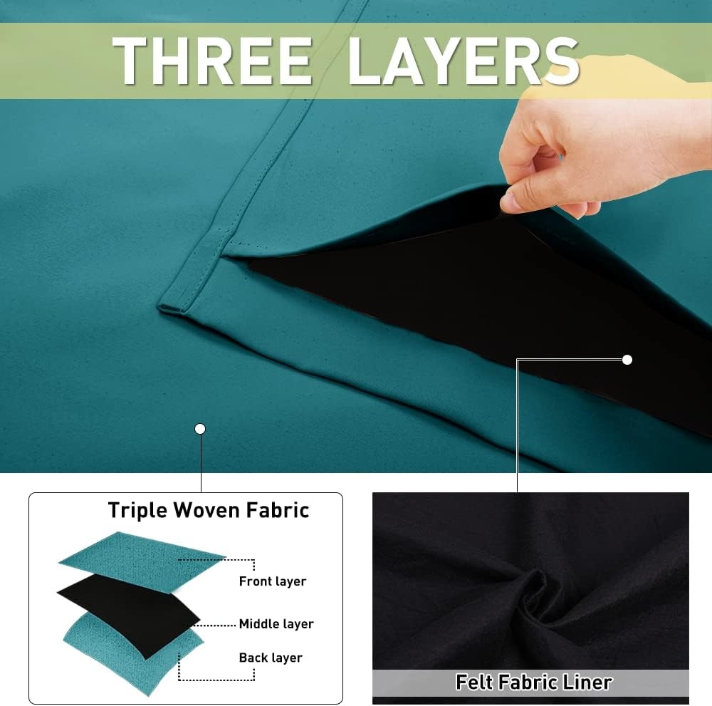 image:imageNICETOWN Sound Barrier 100 Blackout Divider Curtains 84 Noise Heat and Cold Blocking Drapes with Felt Fabric Lining for Noise ReducingNurseryDaytime SleepBedroom White 2 PCs 52 WidePeacock Teal