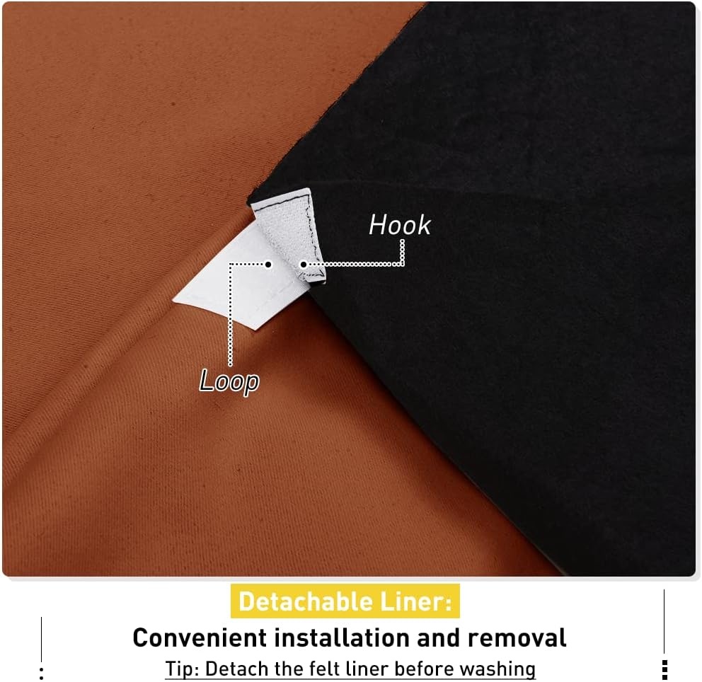 image:imageNICETOWN Sound Barrier 100 Blackout Divider Curtains 84 Noise Heat and Cold Blocking Drapes with Felt Fabric Lining for Noise ReducingNurseryDaytime SleepBedroom White 2 PCs 52 WideBurnt Orange