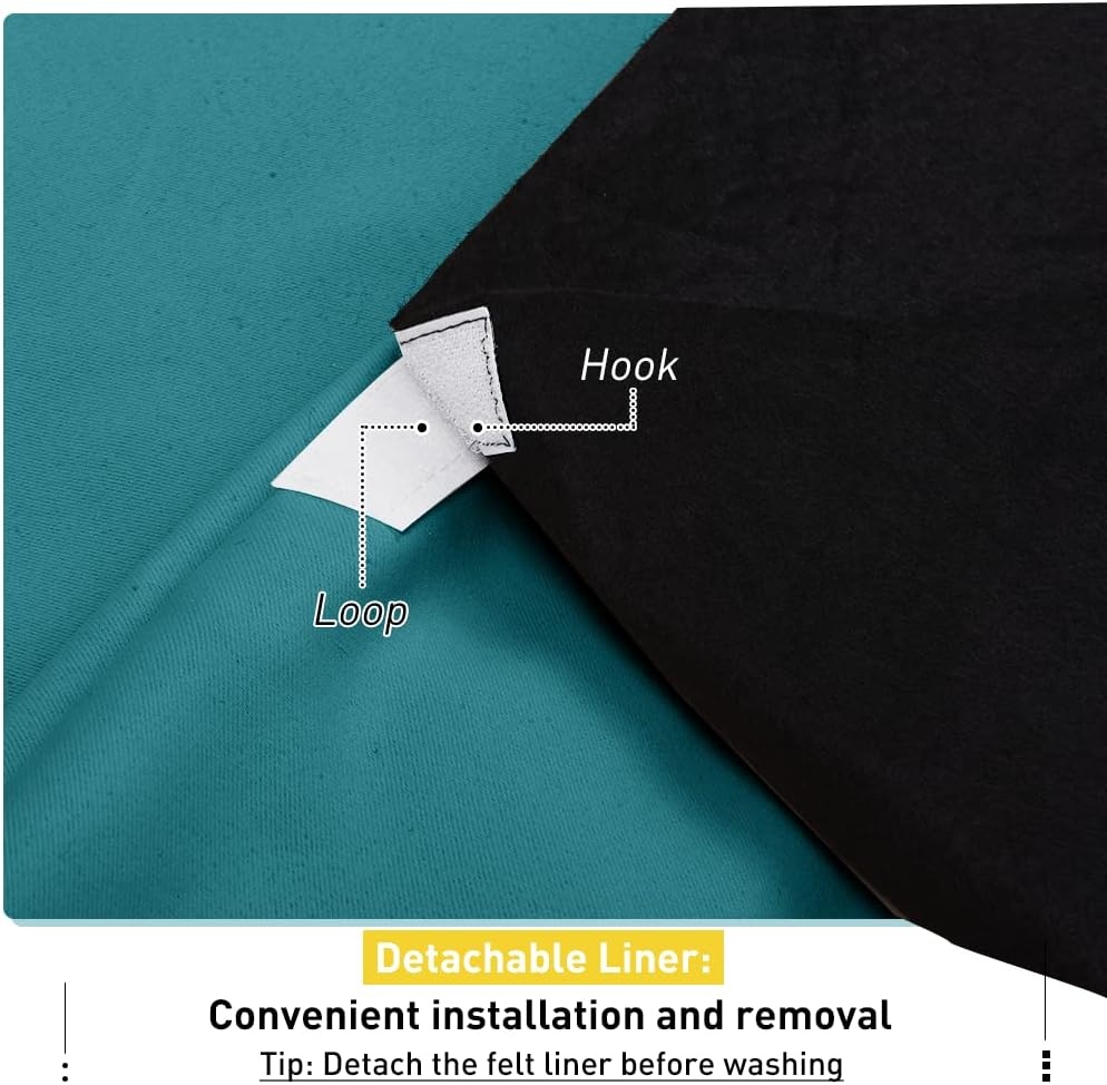 image:imageNICETOWN Sound Barrier 100 Blackout Divider Curtains 84 Noise Heat and Cold Blocking Drapes with Felt Fabric Lining for Noise ReducingNurseryDaytime SleepBedroom White 2 PCs 52 WidePeacock Teal