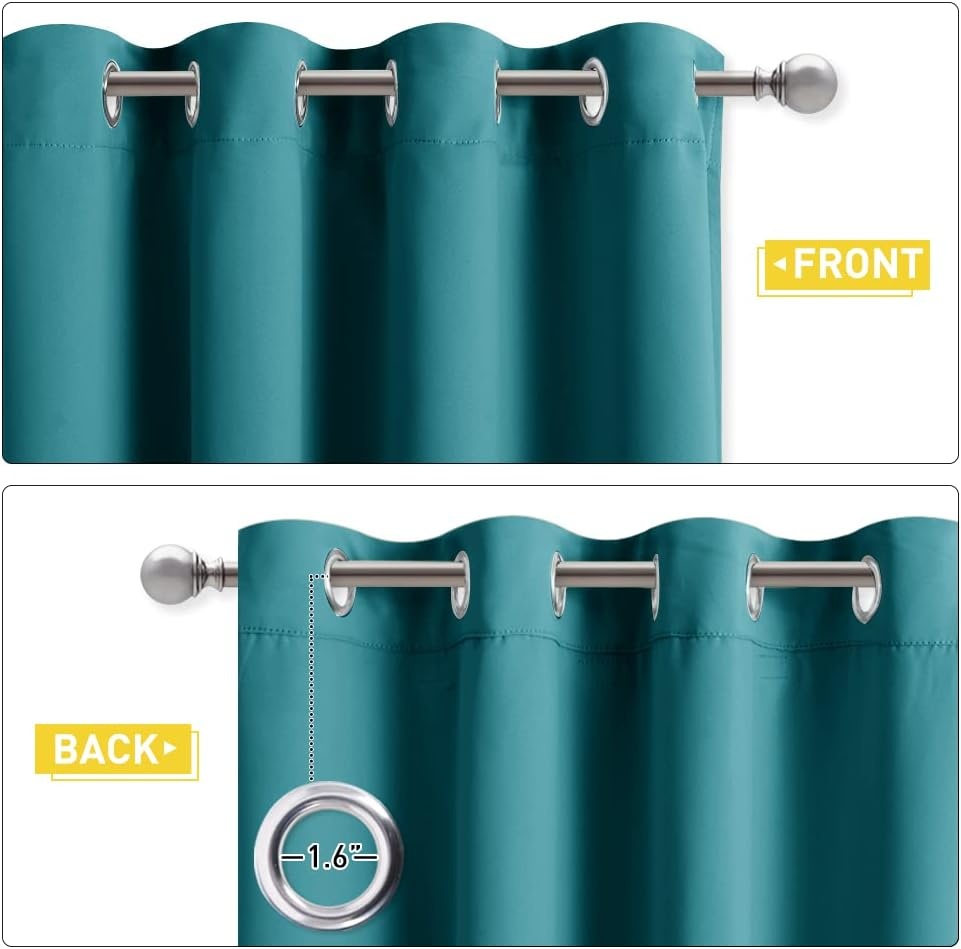 image:imageNICETOWN Sound Barrier 100 Blackout Divider Curtains 84 Noise Heat and Cold Blocking Drapes with Felt Fabric Lining for Noise ReducingNurseryDaytime SleepBedroom White 2 PCs 52 WidePeacock Teal