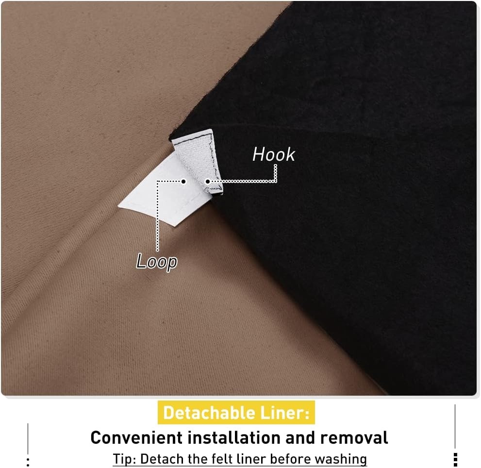 image:imageNICETOWN Sound Barrier 100 Blackout Divider Curtains 84 Noise Heat and Cold Blocking Drapes with Felt Fabric Lining for Noise ReducingNurseryDaytime SleepBedroom White 2 PCs 52 WideCappuccino