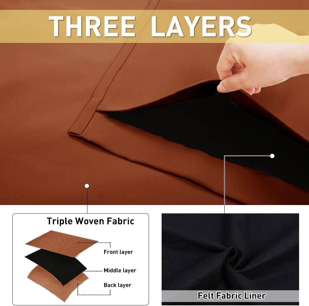 image:imageNICETOWN Sound Barrier 100 Blackout Divider Curtains 84 Noise Heat and Cold Blocking Drapes with Felt Fabric Lining for Noise ReducingNurseryDaytime SleepBedroom White 2 PCs 52 WideBurnt Orange