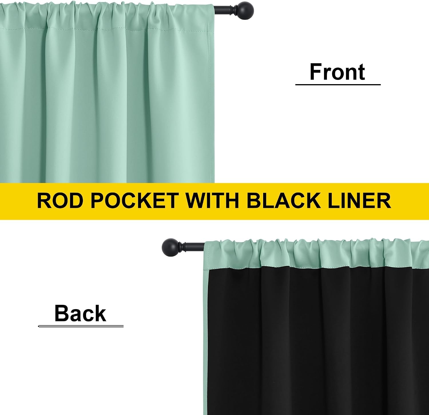 image:imageNICETOWN White Blackout Curtains 52 x 84 inches Long 2 Panels for BedroomAqua Blue