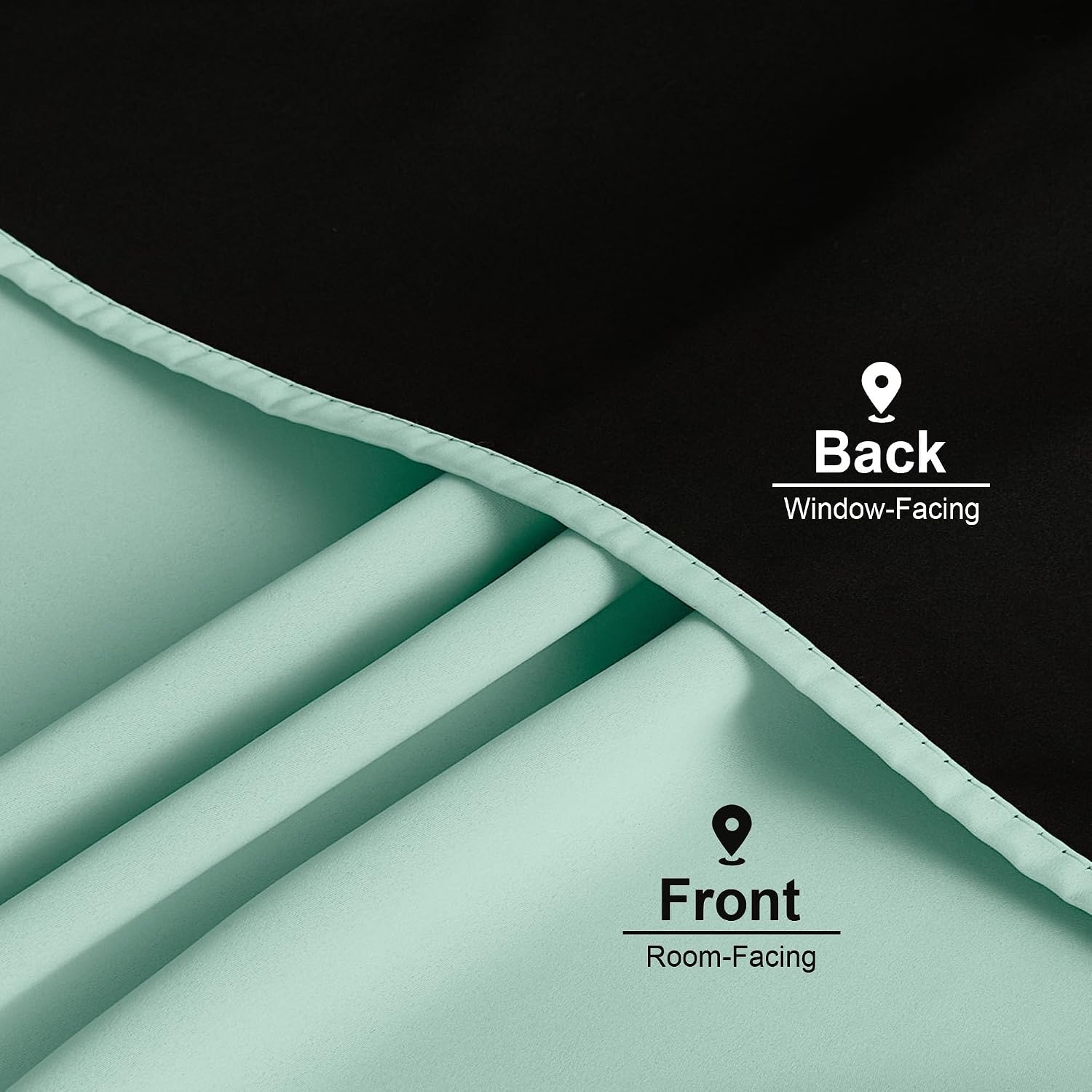 image:imageNICETOWN White Blackout Curtains 52 x 84 inches Long 2 Panels for BedroomAqua Blue