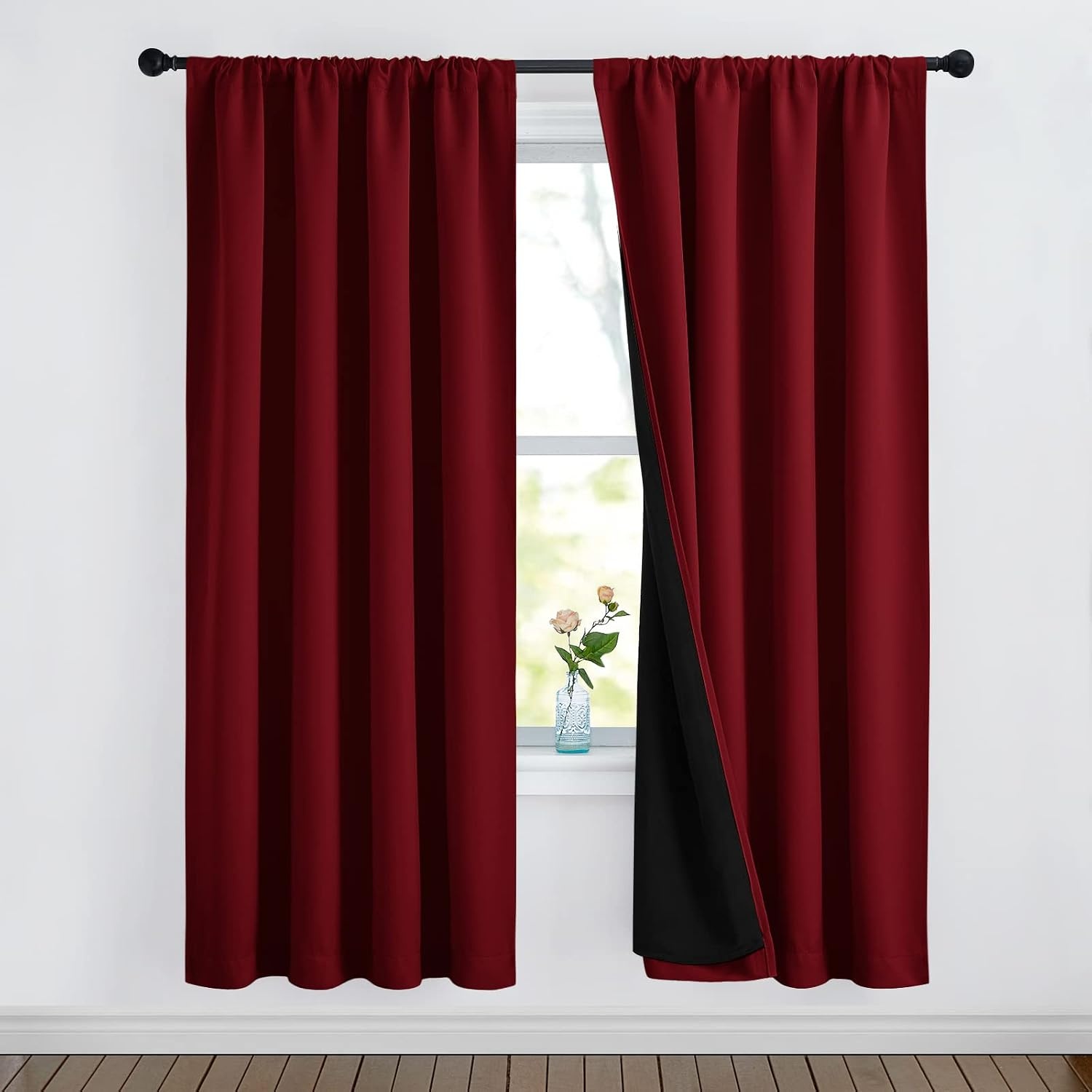 image:imageNICETOWN White Blackout Curtains 52 x 84 inches Long 2 Panels for BedroomBurgundy Red