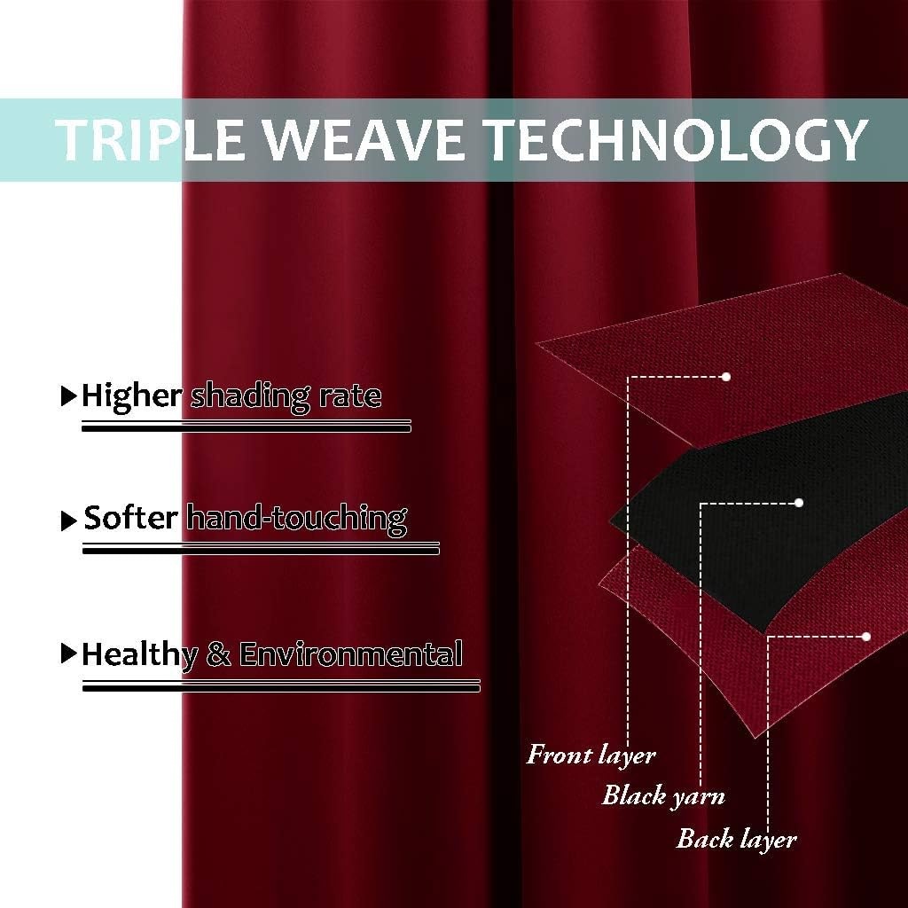 image:imageNICETOWN White Blackout Curtains 52 x 84 inches Long 2 Panels for BedroomBurgundy Red