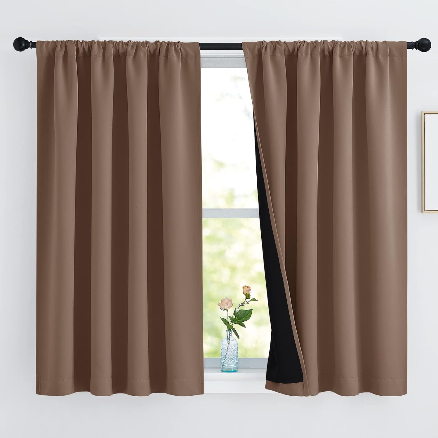 image:imageNICETOWN White Blackout Curtains 52 x 84 inches Long 2 Panels for BedroomCappuccino