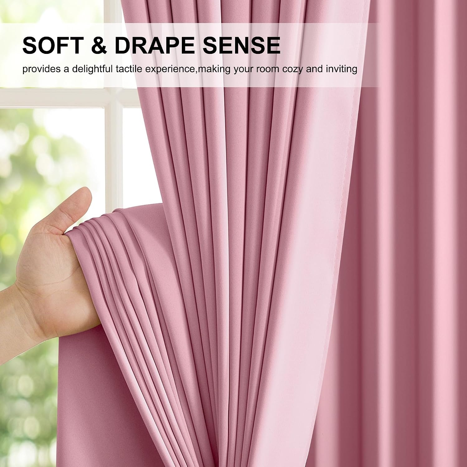 image:imageNICETOWN White Blackout Curtains 52 x 84 inches Long 2 Panels for BedroomCrystal Pink