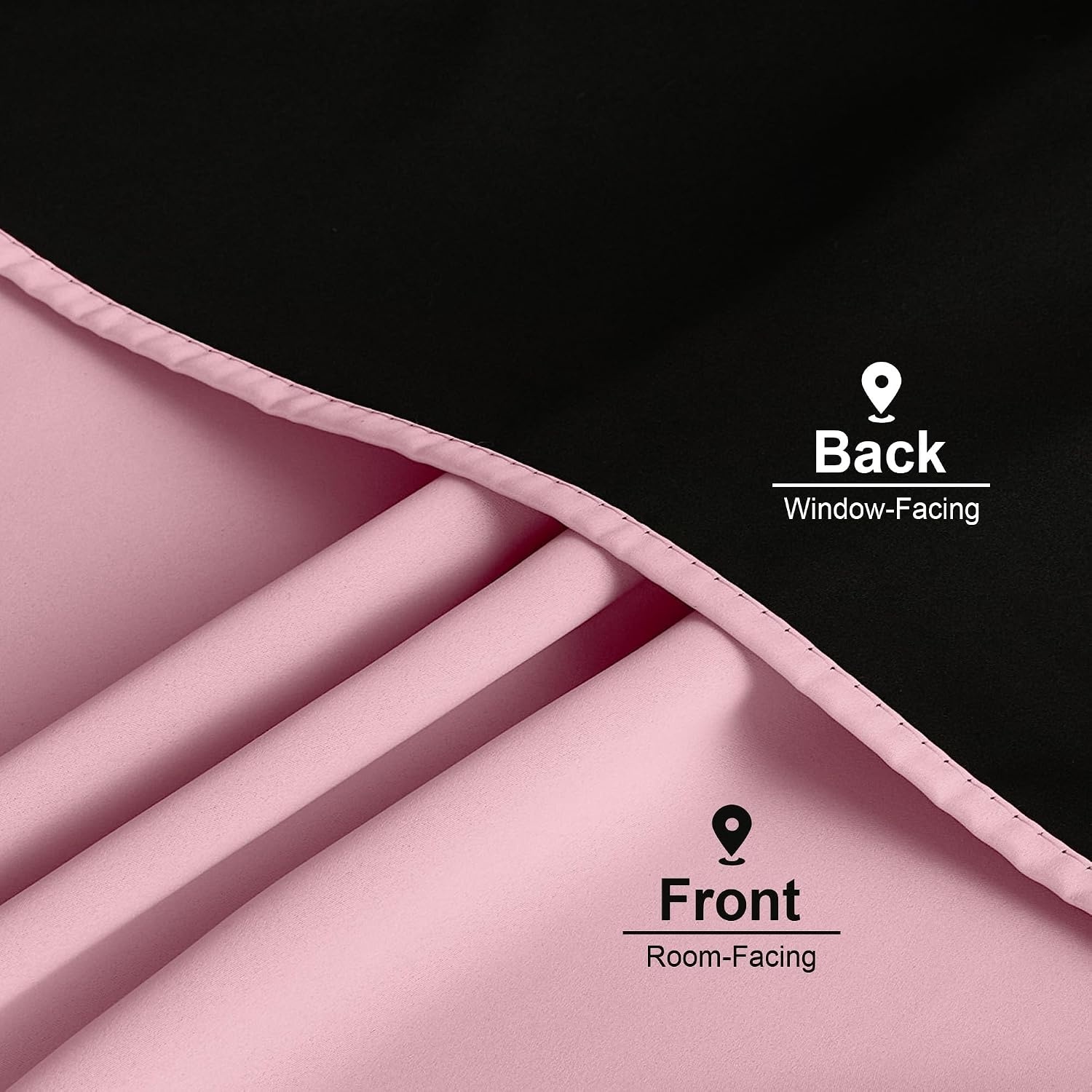 image:imageNICETOWN White Blackout Curtains 52 x 84 inches Long 2 Panels for BedroomCrystal Pink