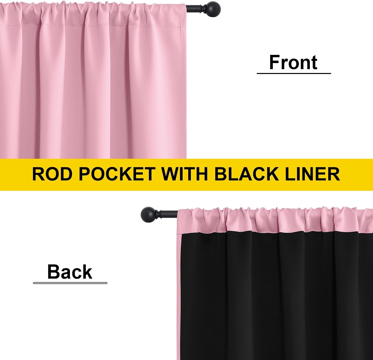 image:imageNICETOWN White Blackout Curtains 52 x 84 inches Long 2 Panels for BedroomCrystal Pink