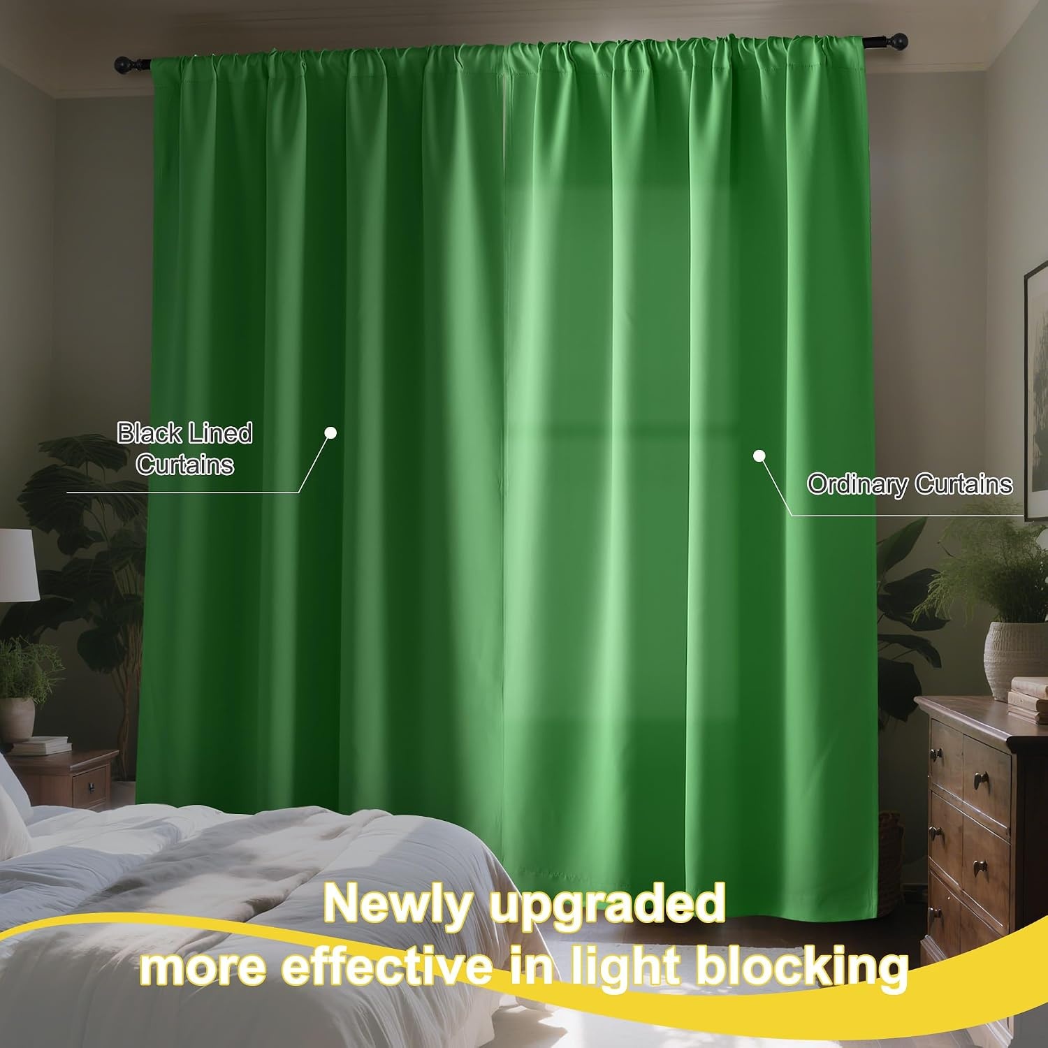 image:imageNICETOWN White Blackout Curtains 52 x 84 inches Long 2 Panels for BedroomForest Green