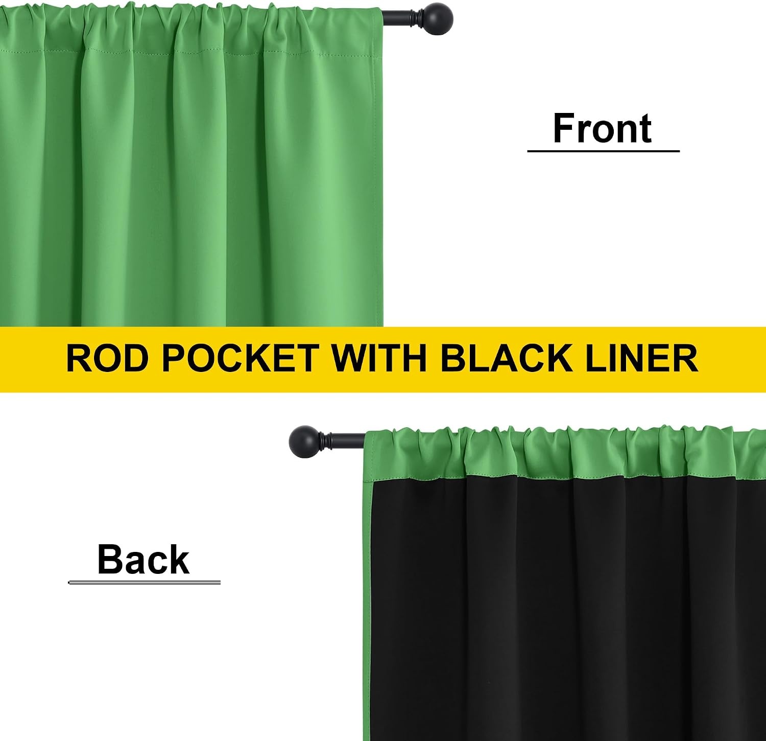 image:imageNICETOWN White Blackout Curtains 52 x 84 inches Long 2 Panels for BedroomForest Green