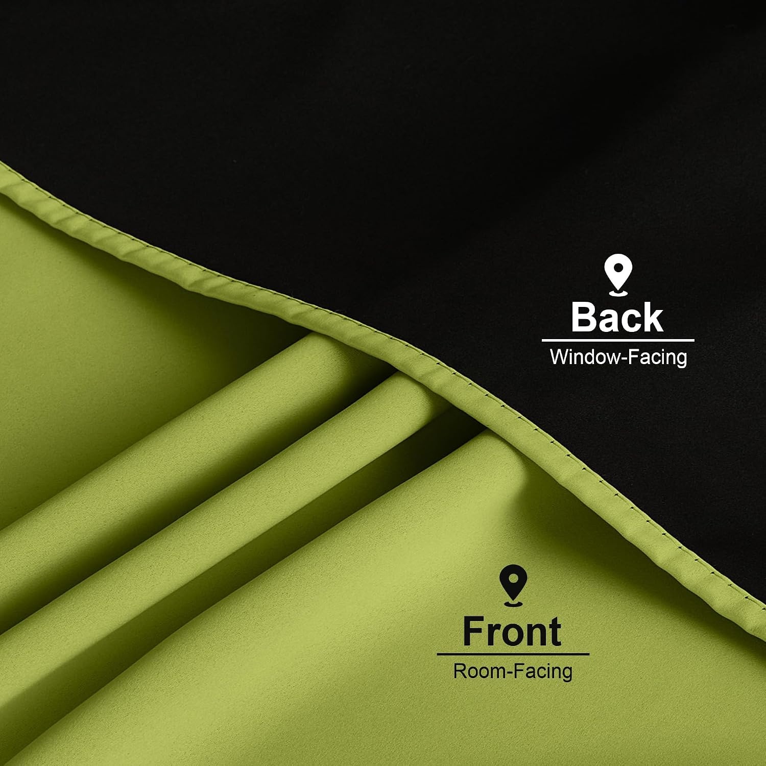 image:imageNICETOWN White Blackout Curtains 52 x 84 inches Long 2 Panels for BedroomFresh Green