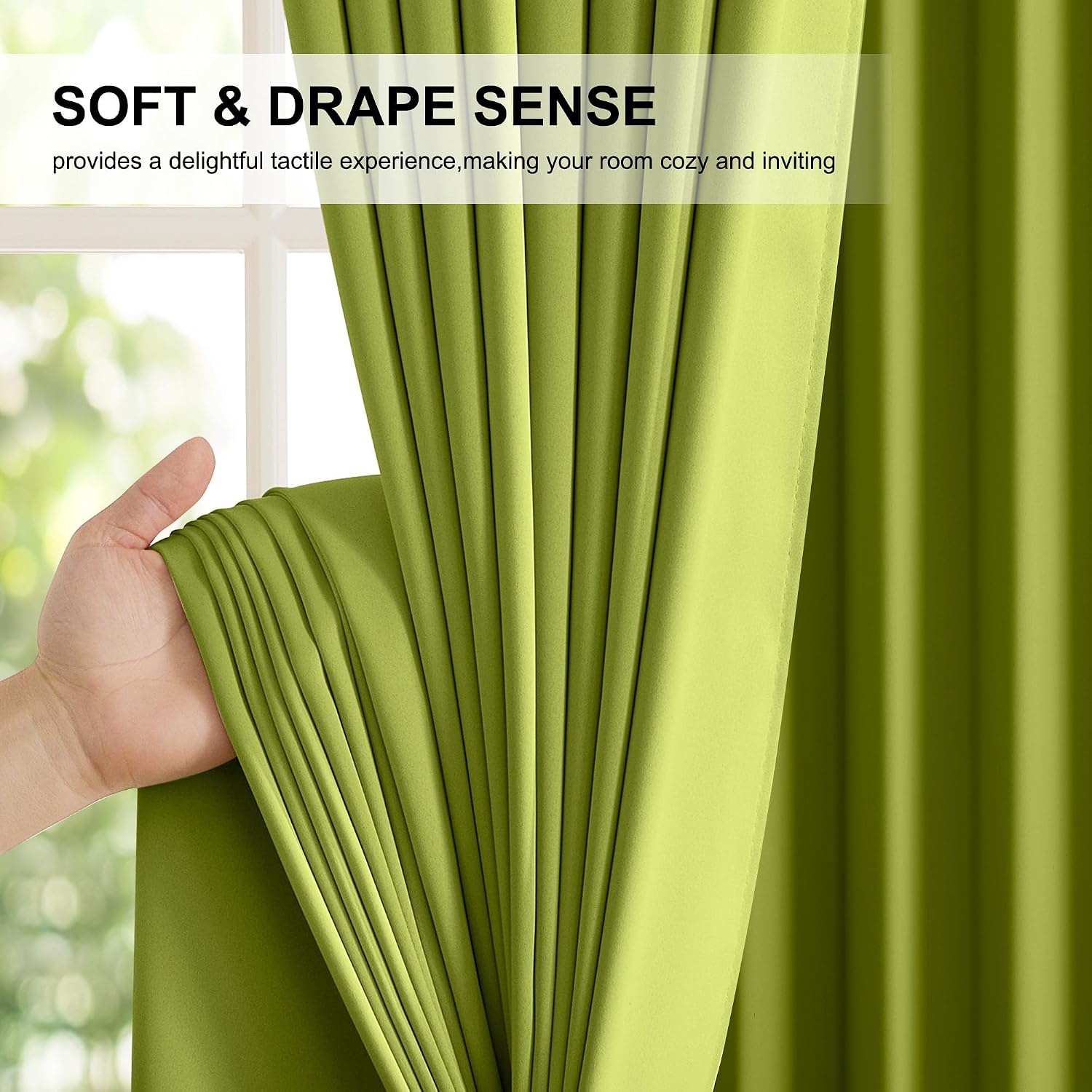 image:imageNICETOWN White Blackout Curtains 52 x 84 inches Long 2 Panels for BedroomFresh Green