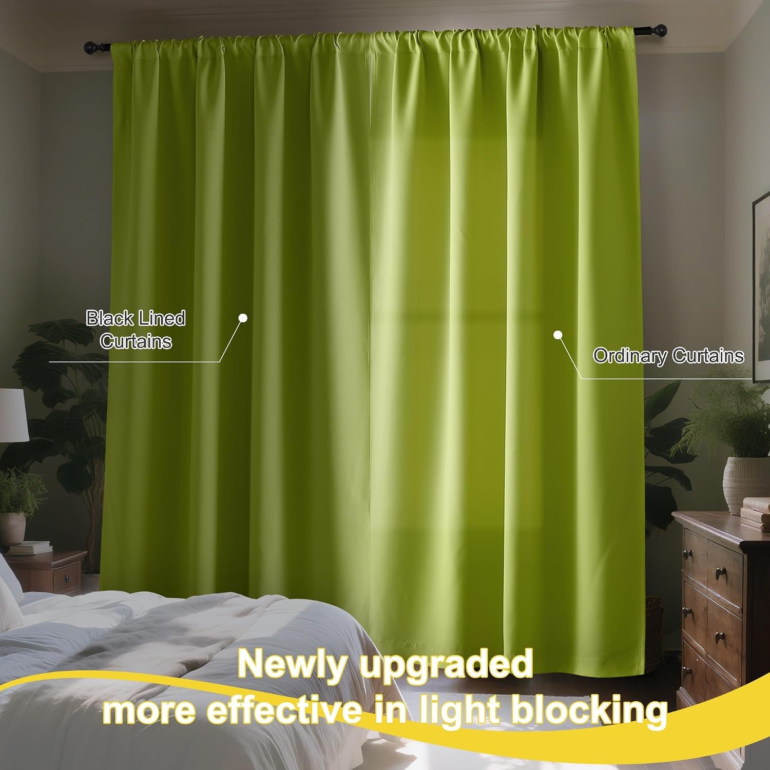 image:imageNICETOWN White Blackout Curtains 52 x 84 inches Long 2 Panels for BedroomFresh Green