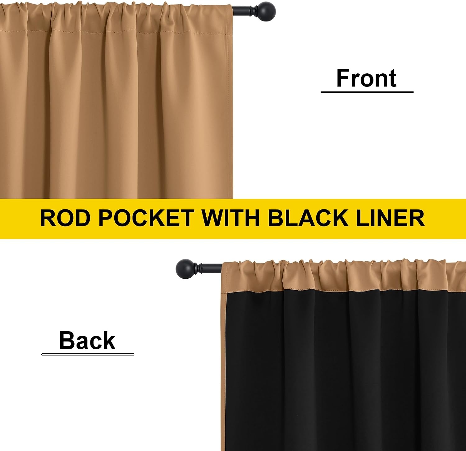 image:imageNICETOWN White Blackout Curtains 52 x 84 inches Long 2 Panels for BedroomGold Brown