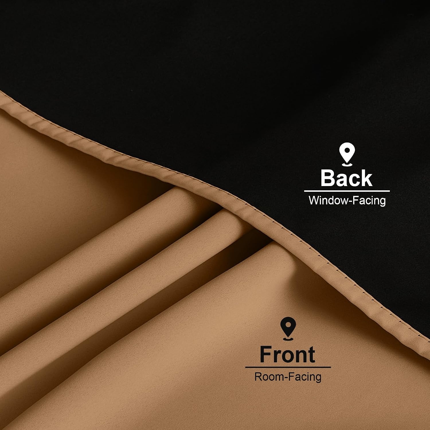 image:imageNICETOWN White Blackout Curtains 52 x 84 inches Long 2 Panels for BedroomGold Brown