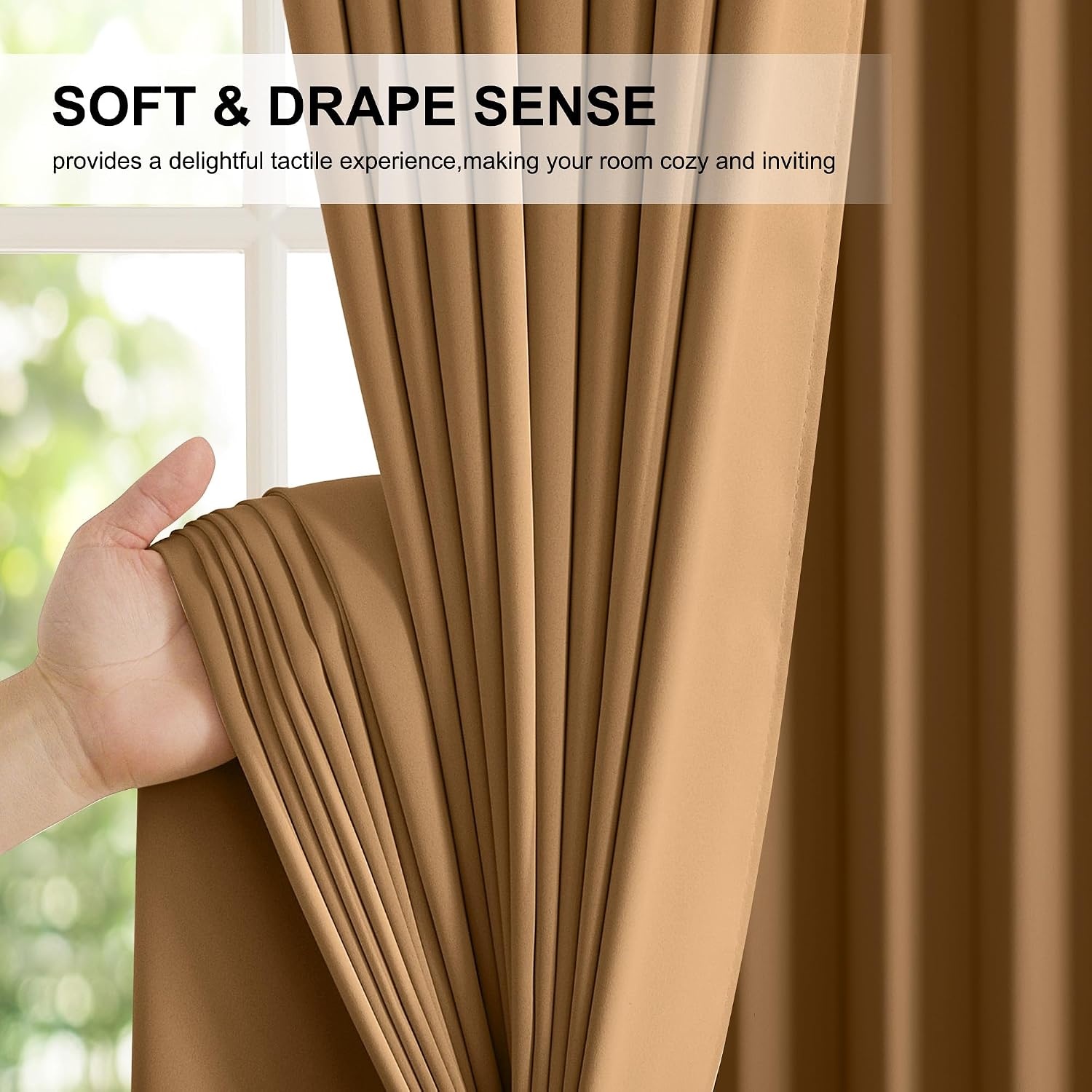 image:imageNICETOWN White Blackout Curtains 52 x 84 inches Long 2 Panels for BedroomGold Brown