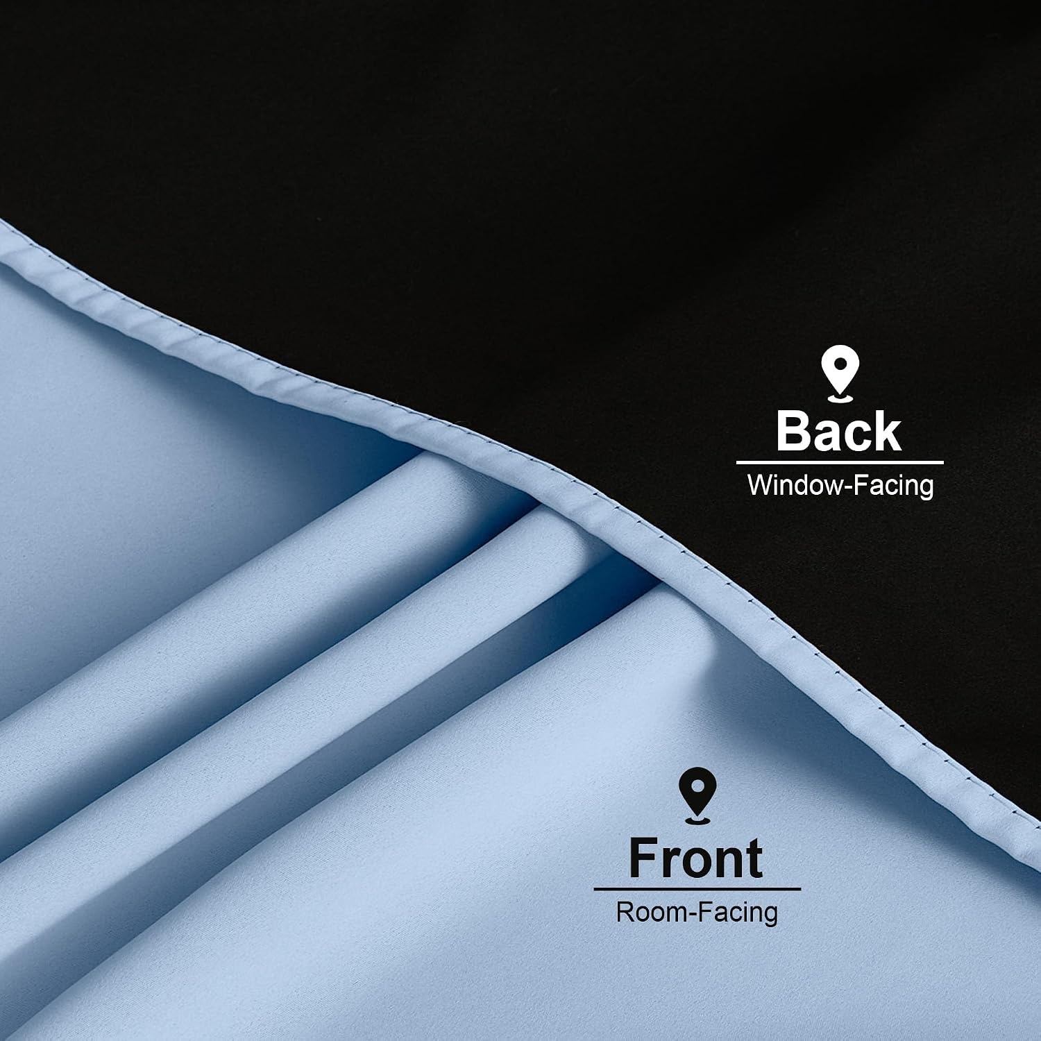image:imageNICETOWN White Blackout Curtains 52 x 84 inches Long 2 Panels for BedroomVintage Blue