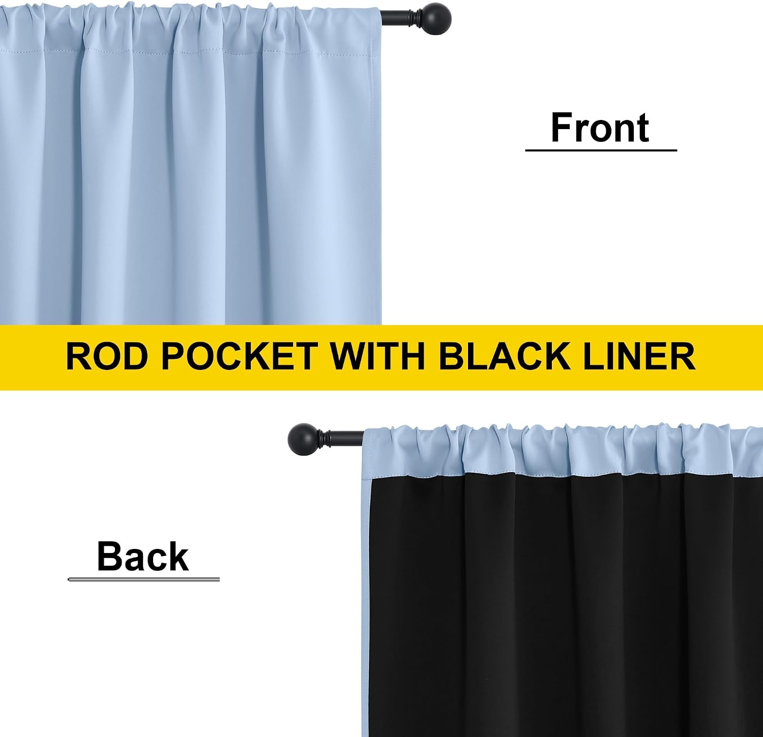 image:imageNICETOWN White Blackout Curtains 52 x 84 inches Long 2 Panels for BedroomVintage Blue