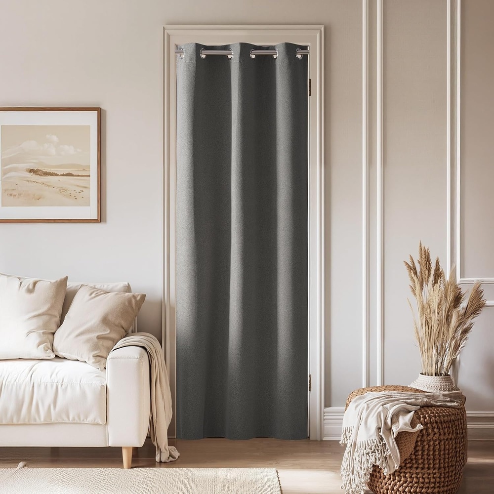 image:imageNICETOWN 100 Blackout Linen Curtain for Patio Sliding Door W100 x L84 inGraphite