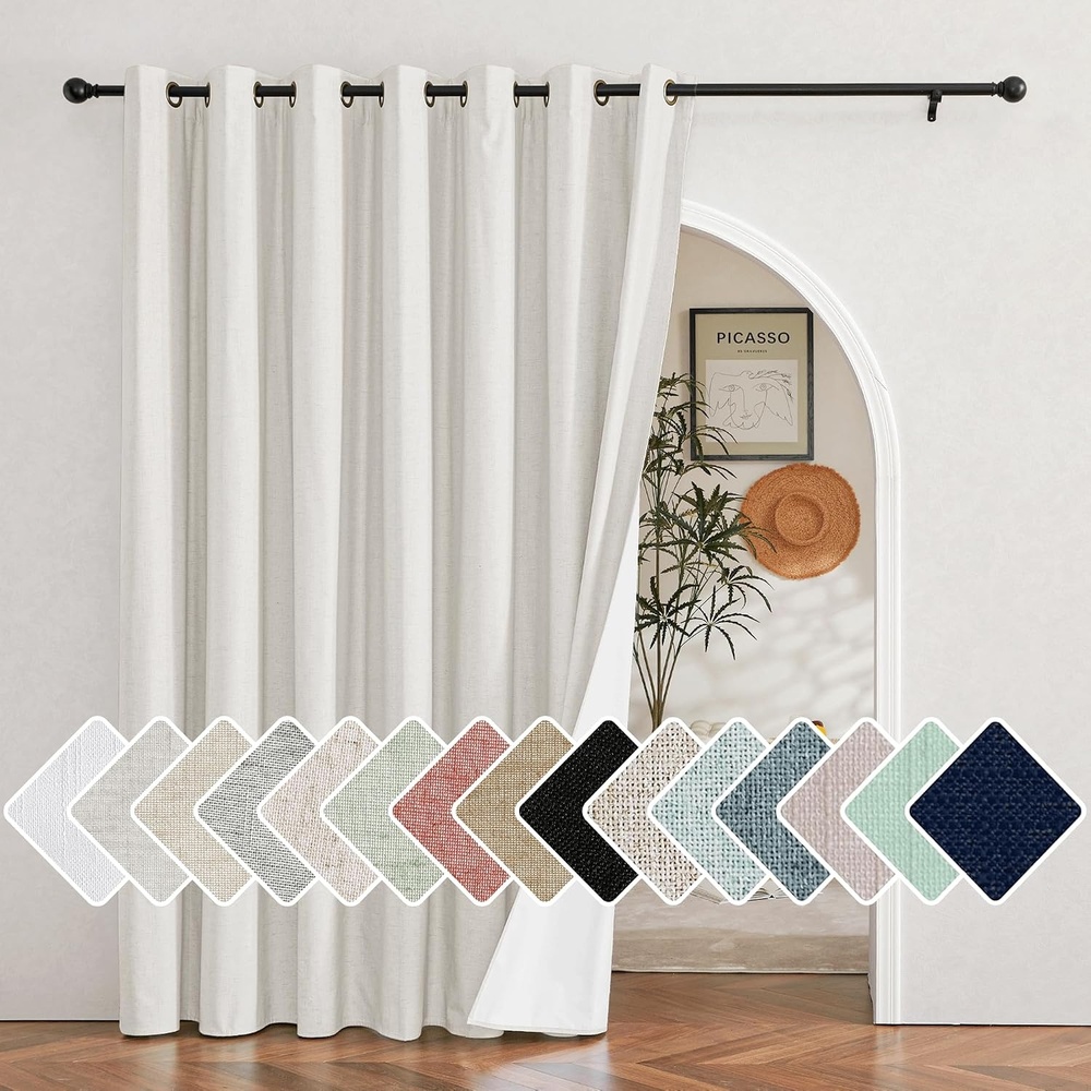 image:imageNICETOWN 100 Blackout Linen Curtain for Patio Sliding Door W100 x L84 inIvory