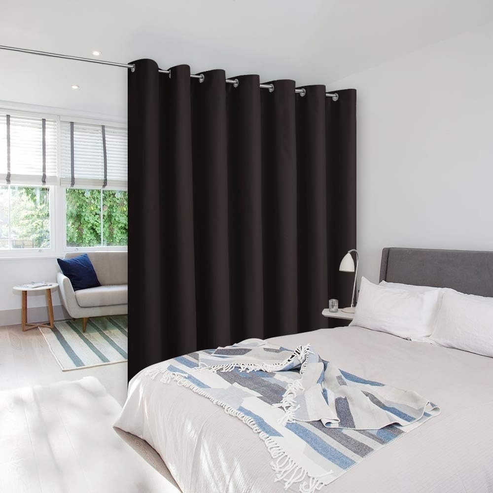 image:imageNICETOWN 100 Blackout Linen Curtain for Patio Sliding Door W100 x L84 inToffee Brown