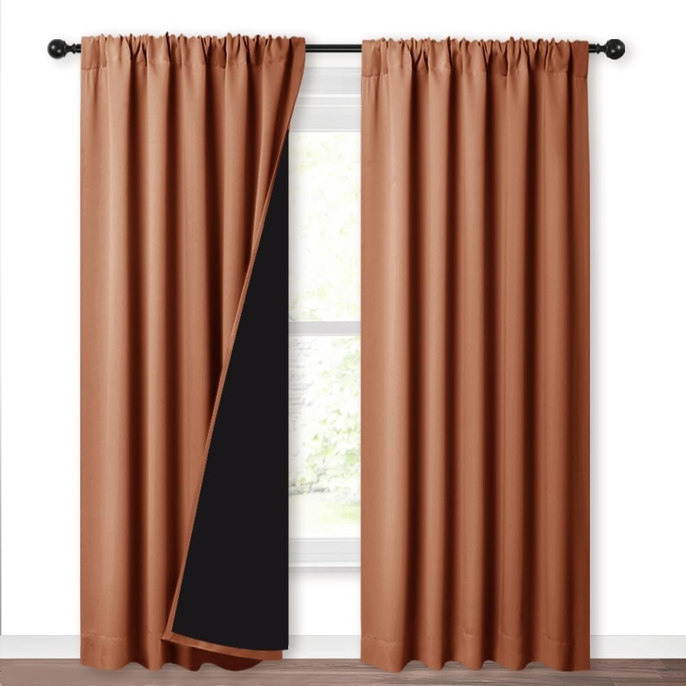 image:imageNICETOWN White Blackout Curtains 52 x 84 inches Long 2 Panels for BedroomBurnt Orange