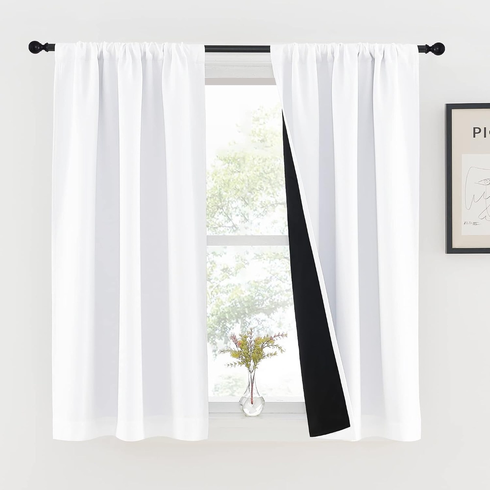 image:imageNICETOWN White Blackout Curtains 52 x 84 inches Long 2 Panels for BedroomPure White