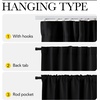 NICETOWN 100% Blackout Linen Curtain for Patio Sliding Door W100 x L84 in(Black（with Adjustable Ceiling Track))