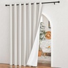 NICETOWN 100% Blackout Linen Curtain for Patio Sliding Door W100 x L84 in(Ivory)