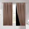 NICETOWN 100% Blackout Window Curtain Panels, Cold and Full Light Blocking Drapes with Black Liner for Nursery, 84 Inches Drop Thermal Insulated Draperies (Pure White, 2 Pieces, 52 inches Wide)(Cappuccino)