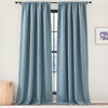 NICETOWN 2 Panels Faux Linen 100% Blackout Curtains for Living Room, Rod Pocket/Back Tab/Hook Belt Room Darkening Window Treatment with Liner Thermal Curtains for Bedroom, Natural, W50 x L96(Mist Blue)