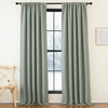 NICETOWN 2 Panels Faux Linen 100% Blackout Curtains for Living Room, Rod Pocket/Back Tab/Hook Belt Room Darkening Window Treatment with Liner Thermal Curtains for Bedroom, Natural, W50 x L96(Sage Green)