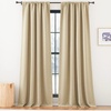 NICETOWN 2 Panels Faux Linen 100% Blackout Curtains for Living Room, Rod Pocket/Back Tab/Hook Belt Room Darkening Window Treatment with Liner Thermal Curtains for Bedroom, Natural, W50 x L96(Oatmeal)