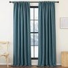 NICETOWN 2 Panels Faux Linen 100% Blackout Curtains for Living Room, Rod Pocket/Back Tab/Hook Belt Room Darkening Window Treatment with Liner Thermal Curtains for Bedroom, Natural, W50 x L96(Greyish Blue)