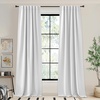 NICETOWN 2 Panels Faux Linen 100% Blackout Curtains for Living Room, Rod Pocket/Back Tab/Hook Belt Room Darkening Window Treatment with Liner Thermal Curtains for Bedroom, Natural, W50 x L96(Hook Belt | Greyish White)