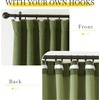 NICETOWN 2 Panels Faux Linen 100% Blackout Curtains for Living Room, Rod Pocket/Back Tab/Hook Belt Room Darkening Window Treatment with Liner Thermal Curtains for Bedroom, Natural, W50 x L96(Forest Green)