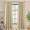NICETOWN 2 Panels Faux Linen 100% Blackout Curtains for Living Room, Rod Pocket/Back Tab/Hook Belt Room Darkening Window Treatment with Liner Thermal Curtains for Bedroom, Natural, W50 x L96(Hook Belt | Oatmeal)
