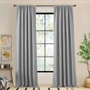 NICETOWN 2 Panels Faux Linen 100% Blackout Curtains for Living Room, Rod Pocket/Back Tab/Hook Belt Room Darkening Window Treatment with Liner Thermal Curtains for Bedroom, Natural, W50 x L96(Hook Belt | Light Grey)