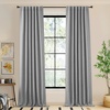 NICETOWN 2 Panels Faux Linen 100% Blackout Curtains for Living Room, Rod Pocket/Back Tab/Hook Belt Room Darkening Window Treatment with Liner Thermal Curtains for Bedroom, Natural, W50 x L96(Hook Belt | Light Grey)