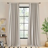 NICETOWN 2 Panels Faux Linen 100% Blackout Curtains for Living Room, Rod Pocket/Back Tab/Hook Belt Room Darkening Window Treatment with Liner Thermal Curtains for Bedroom, Natural, W50 x L96(Angora)