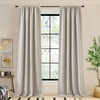 NICETOWN 2 Panels Faux Linen 100% Blackout Curtains for Living Room, Rod Pocket/Back Tab/Hook Belt Room Darkening Window Treatment with Liner Thermal Curtains for Bedroom, Natural, W50 x L96(Hook Belt | Angora)