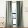 NICETOWN 2 Panels Faux Linen 100% Blackout Curtains for Living Room, Rod Pocket/Back Tab/Hook Belt Room Darkening Window Treatment with Liner Thermal Curtains for Bedroom, Natural, W50 x L96(Sage Green)