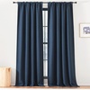 NICETOWN 2 Panels Faux Linen 100% Blackout Curtains for Living Room, Rod Pocket/Back Tab/Hook Belt Room Darkening Window Treatment with Liner Thermal Curtains for Bedroom, Natural, W50 x L96(Navy Blue)