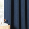 NICETOWN 2 Panels Faux Linen 100% Blackout Curtains for Living Room, Rod Pocket/Back Tab/Hook Belt Room Darkening Window Treatment with Liner Thermal Curtains for Bedroom, Natural, W50 x L96(Navy Blue)